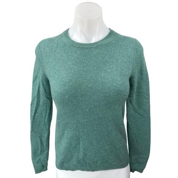 Ellen Tracy Green 100% Cashmere Crew Neck Long Sleeve Pullover Sweater Top S - Picture 1 of 3